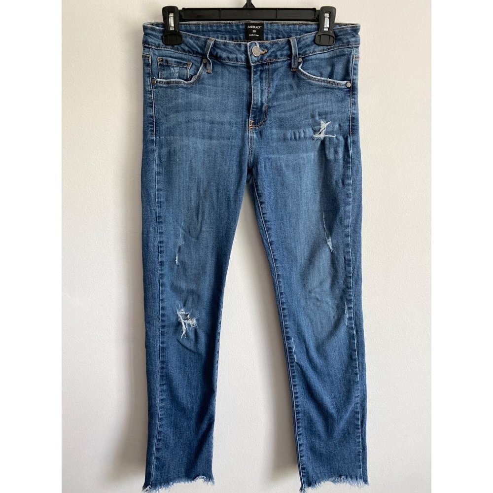 JustBlack Womens Distressed Skinny Jeans Size 29 / 8 Raw Hem Holes
